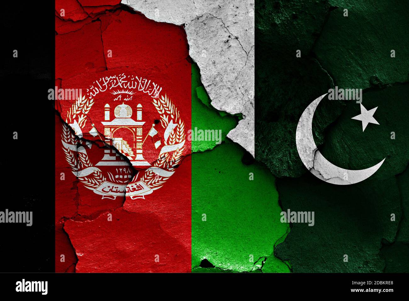 flags of Afghanistan and Pakistan painted on cracked wall Stock Photo ...