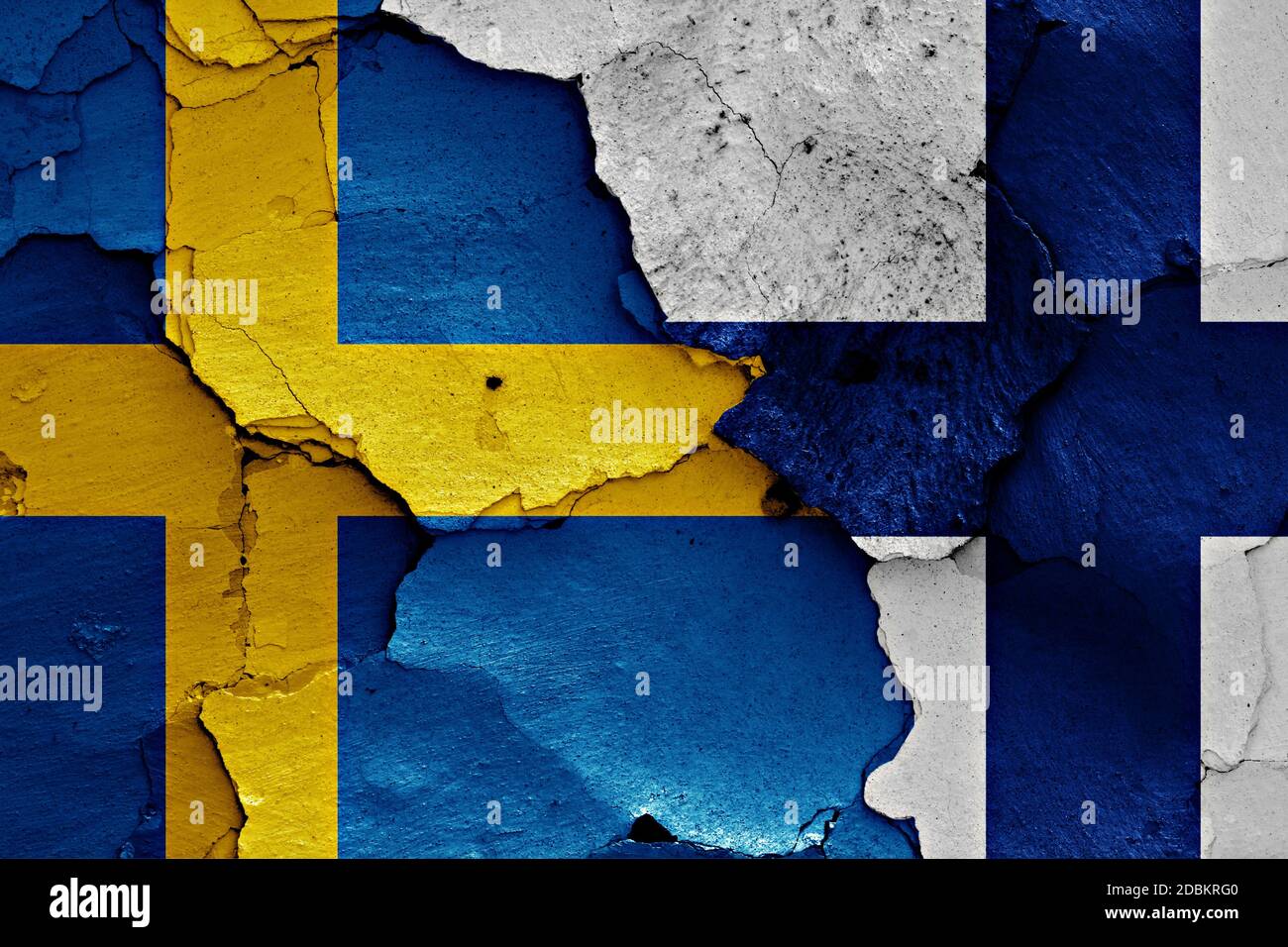 flags of Sweden and Finland painted on cracked wall Stock Photo - Alamy