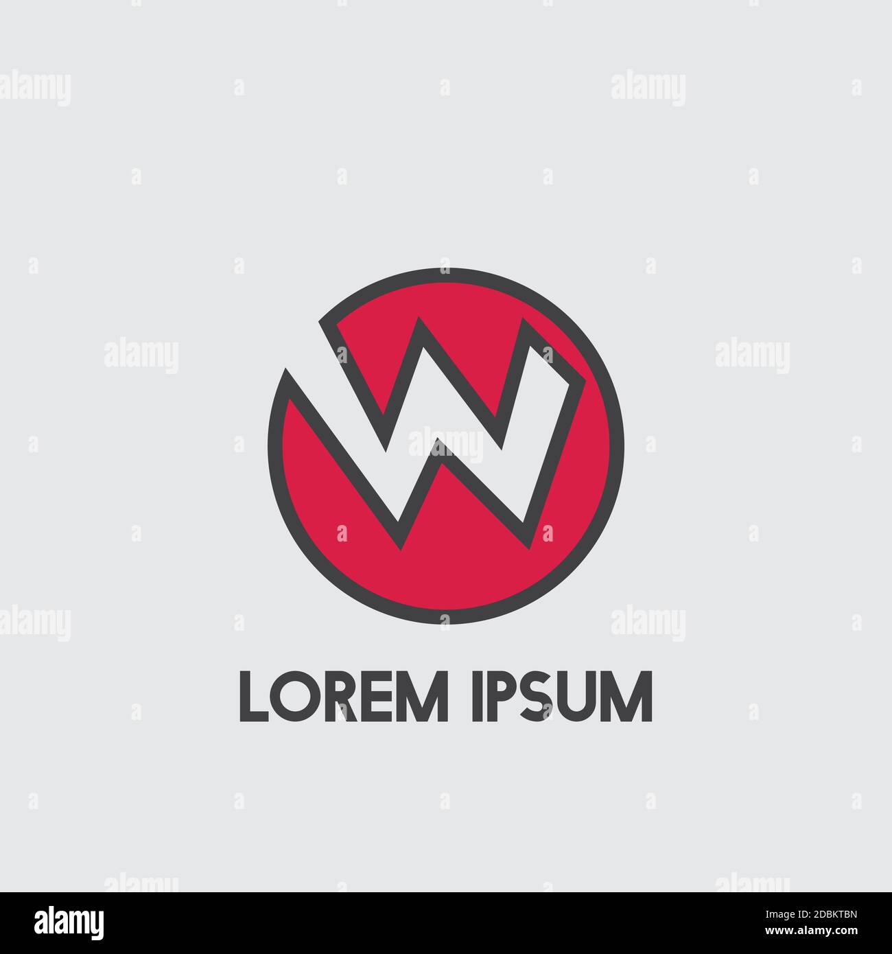 W Negative Space Initial Logo Concept Circle Icon Vector Template Stock ...