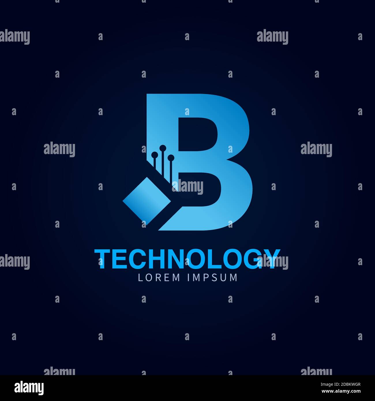 Letter B logotype blue color,Technology and digital abstract dot ...