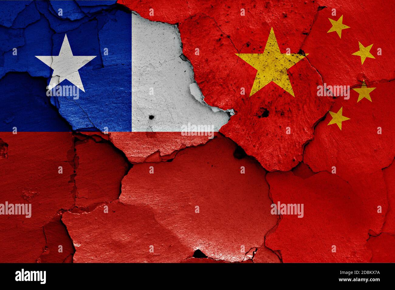 flags of Chile and China painted on cracked wall Stock Photo - Alamy