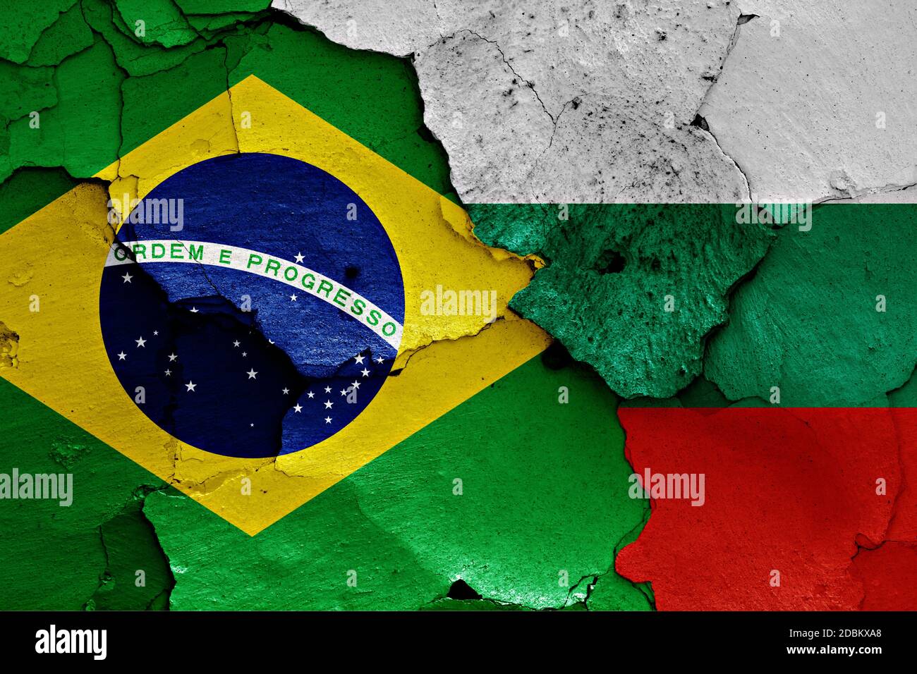 flags of Brazil and Bulgaria painted on cracked wall Stock Photo - Alamy