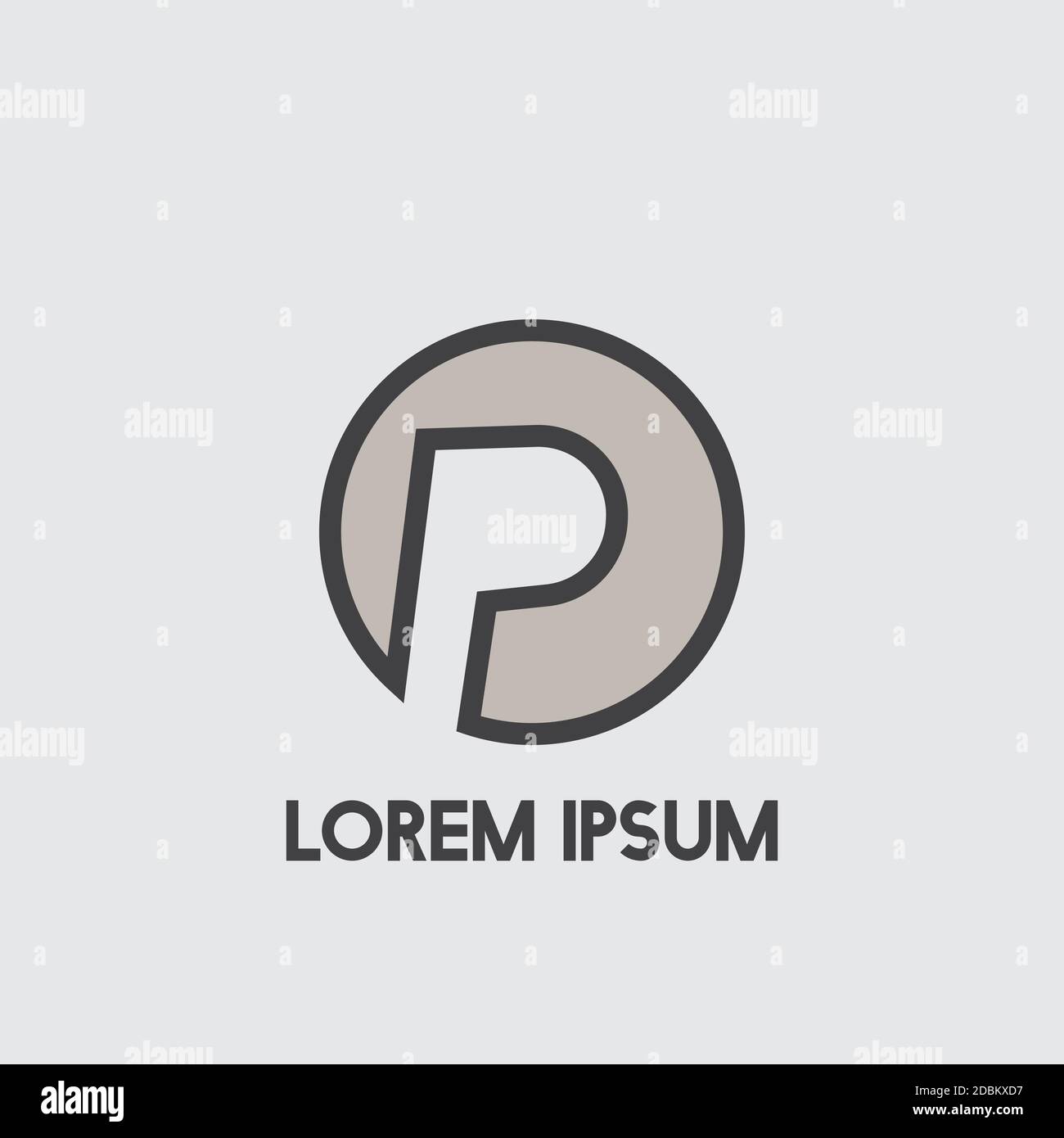 P Negative Space Initial Logo Concept Circle Icon Vector Template Stock ...