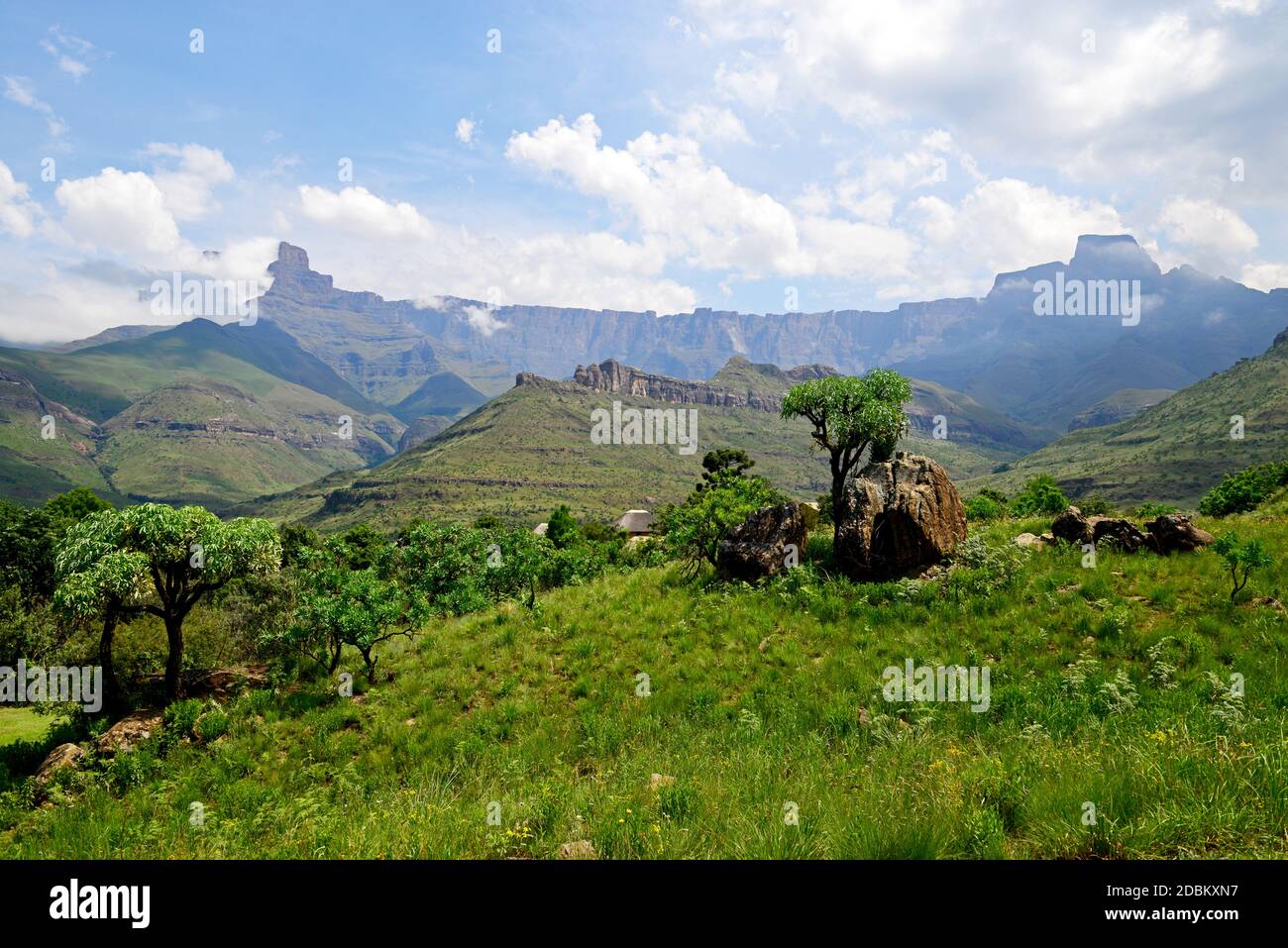 Hiking in the Drakensberg Stock Photo