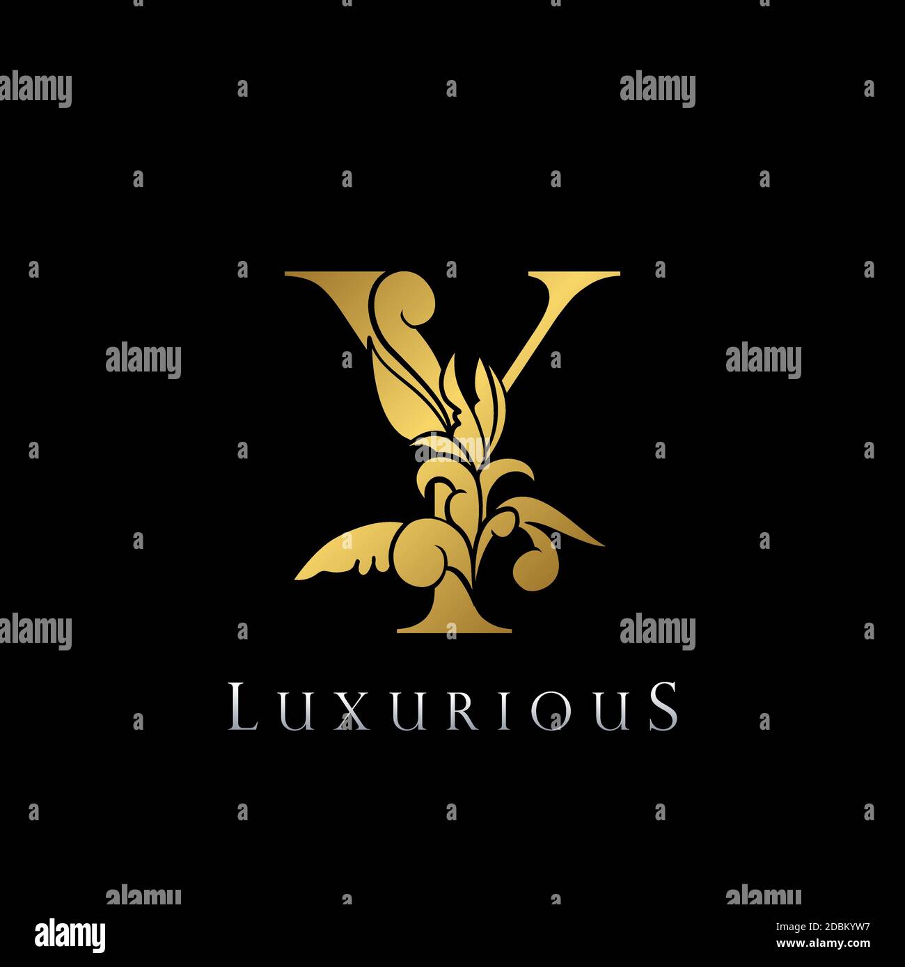 Golden Letter Y Luxury Logo Icon, Vintage Deco Y Letter Gold Color ...