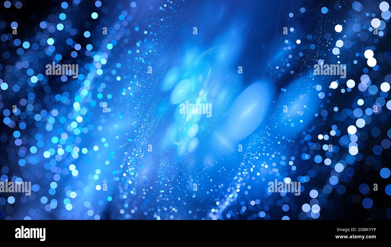 Blue cloud storage with data packets in bokeh, computer generated abstract background, 3D rendering Stock Photo