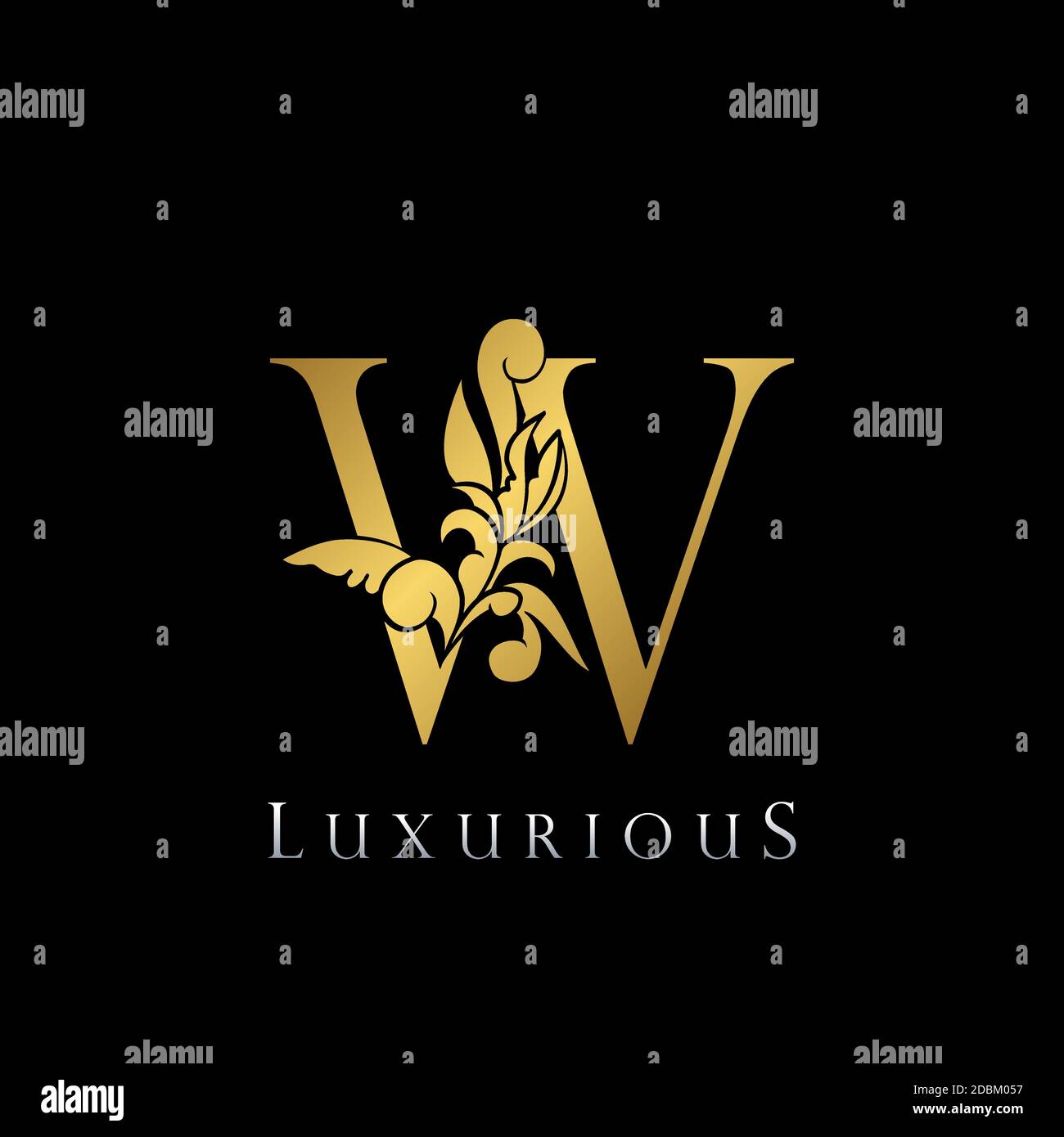 Golden Letter W Luxury Logo Icon, Vintage Deco W Letter Gold Color ...