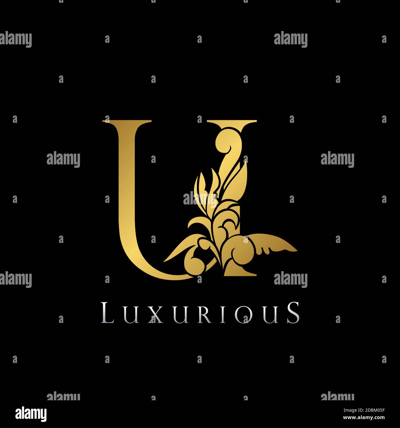 Golden Letter U Luxury Logo Icon, Vintage Deco U Letter Gold Color ...