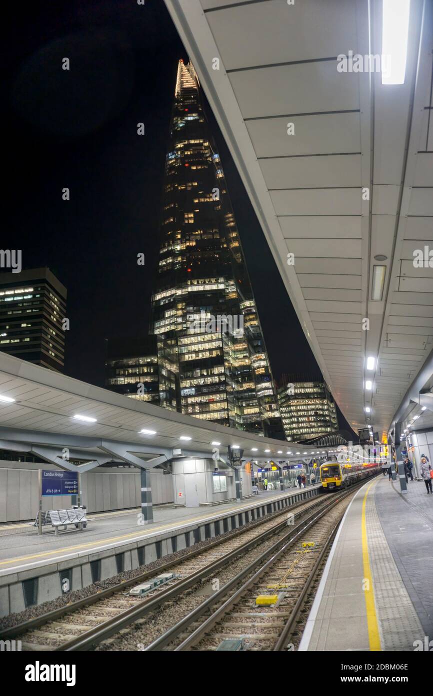 London Bridge station at night. Stock Photo