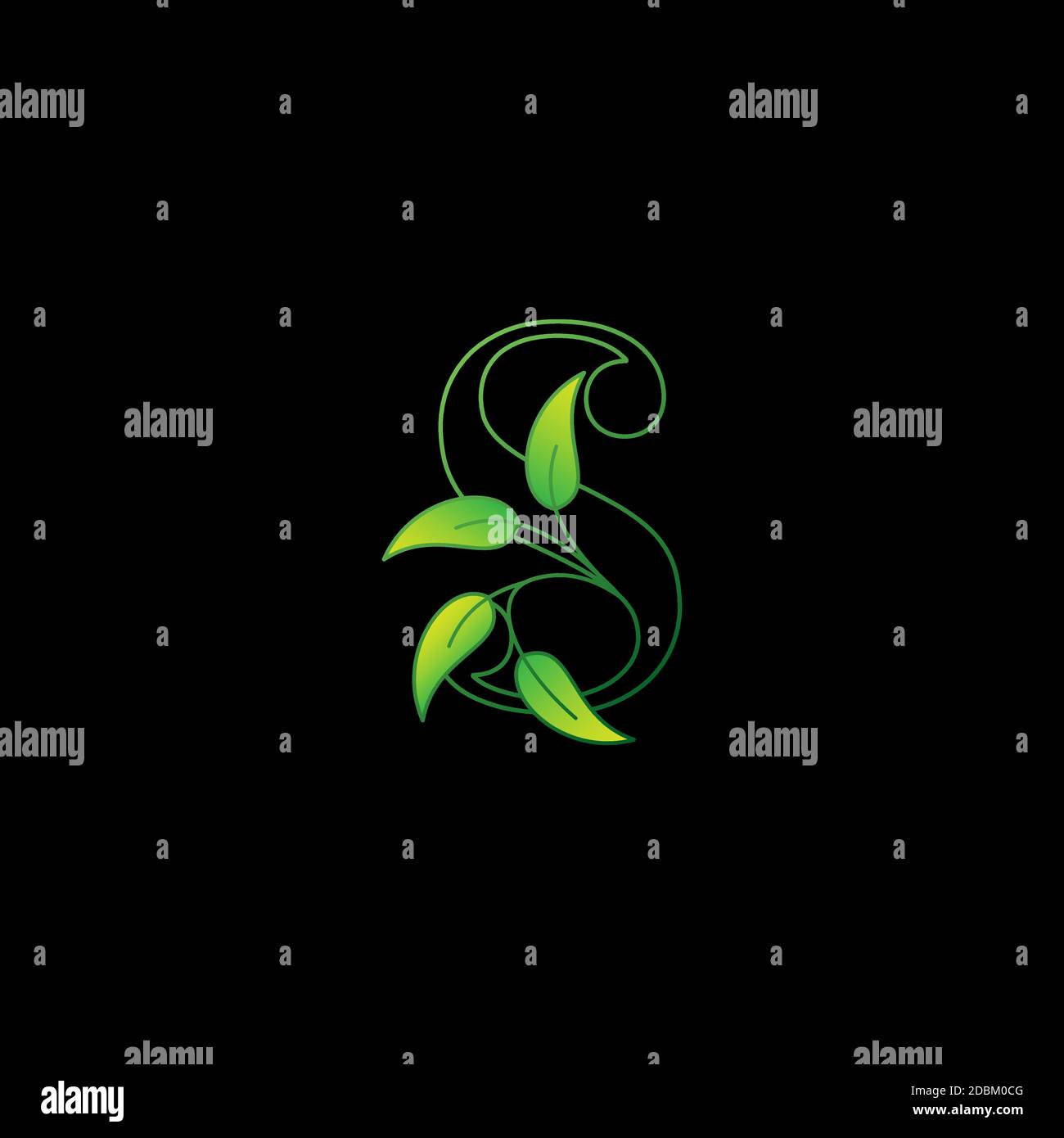 Green Nature Leaf Letter S Initial Logo Icon Concept Monogram leaves ...