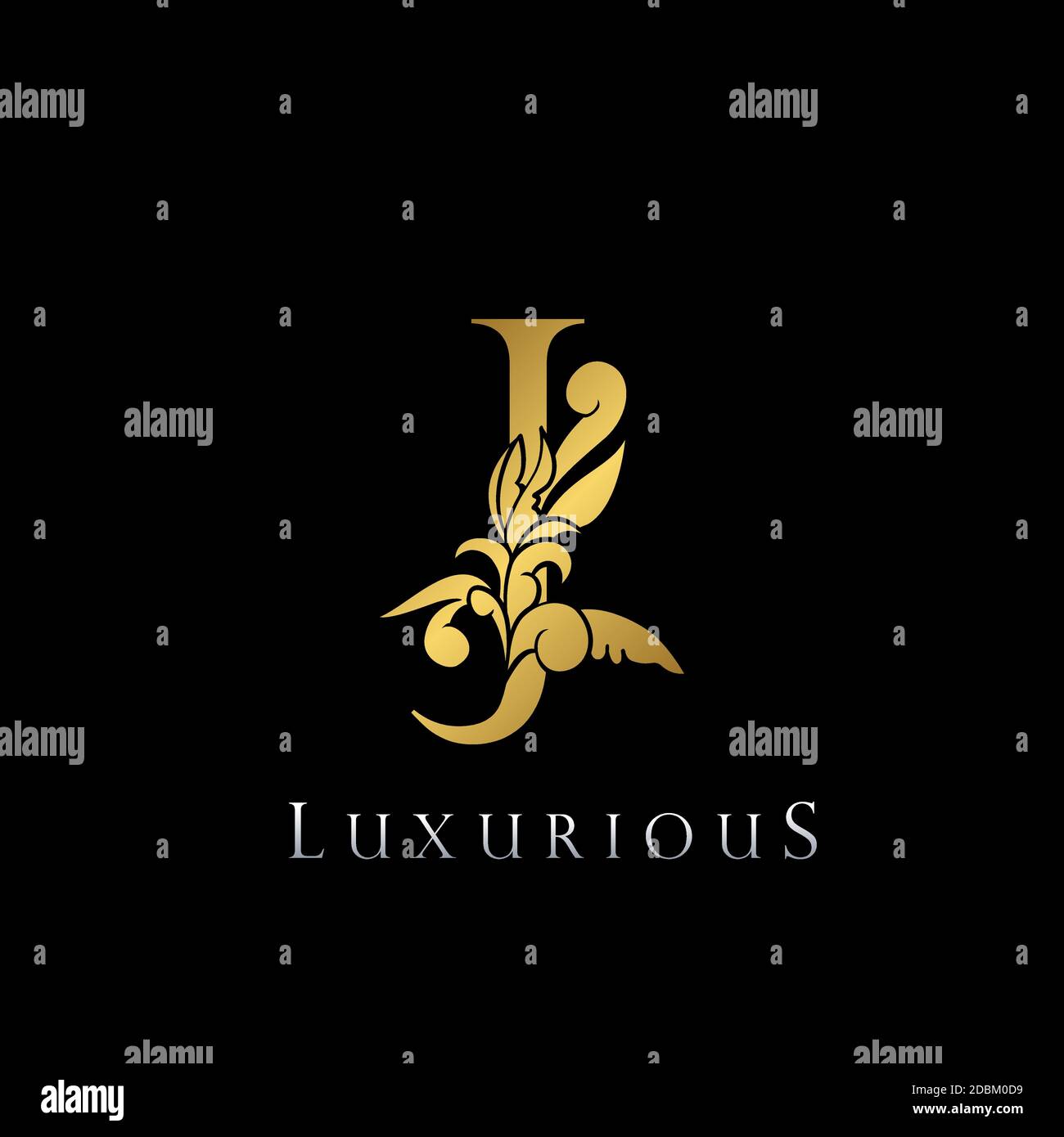 Golden Letter J Luxury Logo Icon, Vintage Deco J Letter Gold Color ...