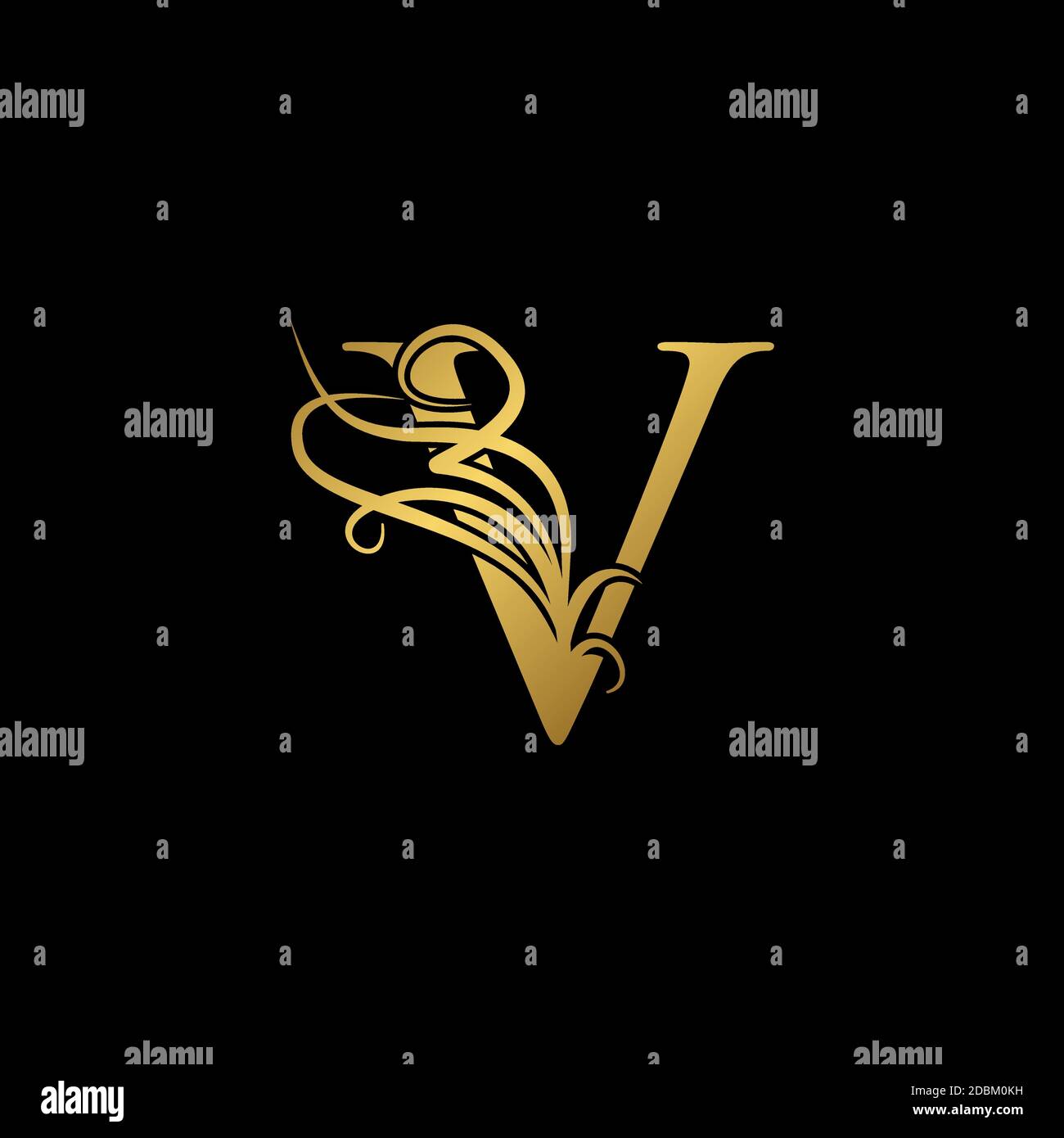 Gold luxury Initial V letter logo icon concept monogram ornate vector ...