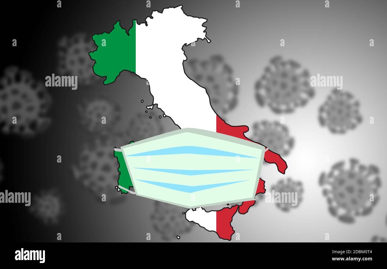 Mask protection for Covid-19 virus outbreak in Italy. 3d rendering Stock Photo