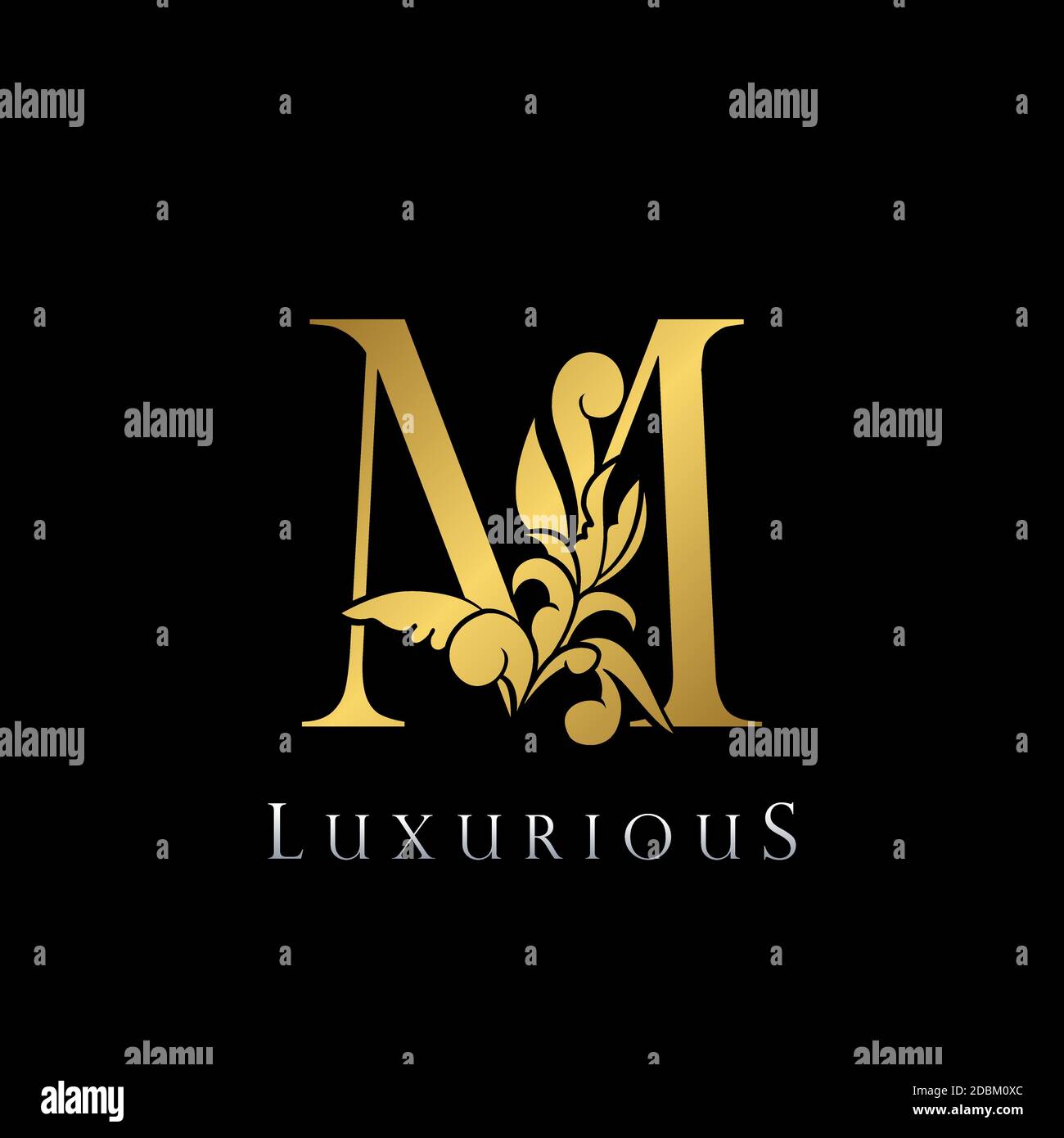 Golden Letter M Luxury Logo Icon, Vintage Deco M Letter Gold Color ...