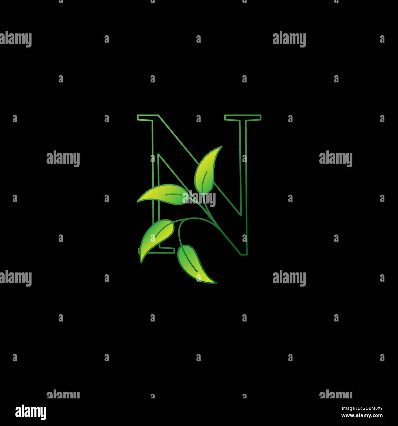 Green Nature Leaf Letter N Initial Logo Icon Concept Monogram leaves ...