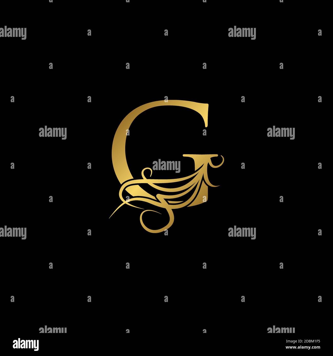 Gold luxury Initial G letter logo icon concept monogram ornate vector ...