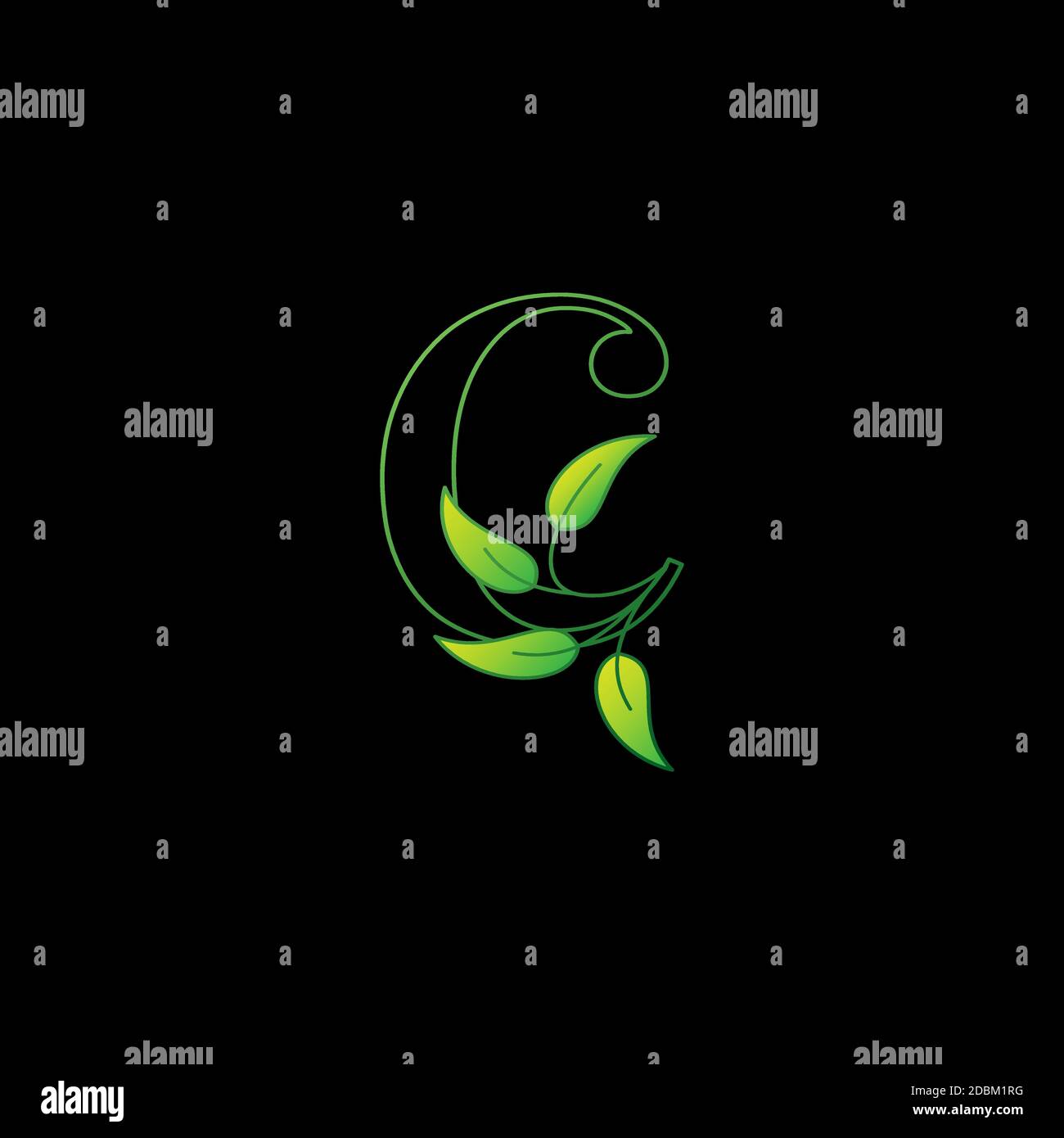 Green Nature Leaf Letter C Initial Logo Icon Concept Monogram leaves ...