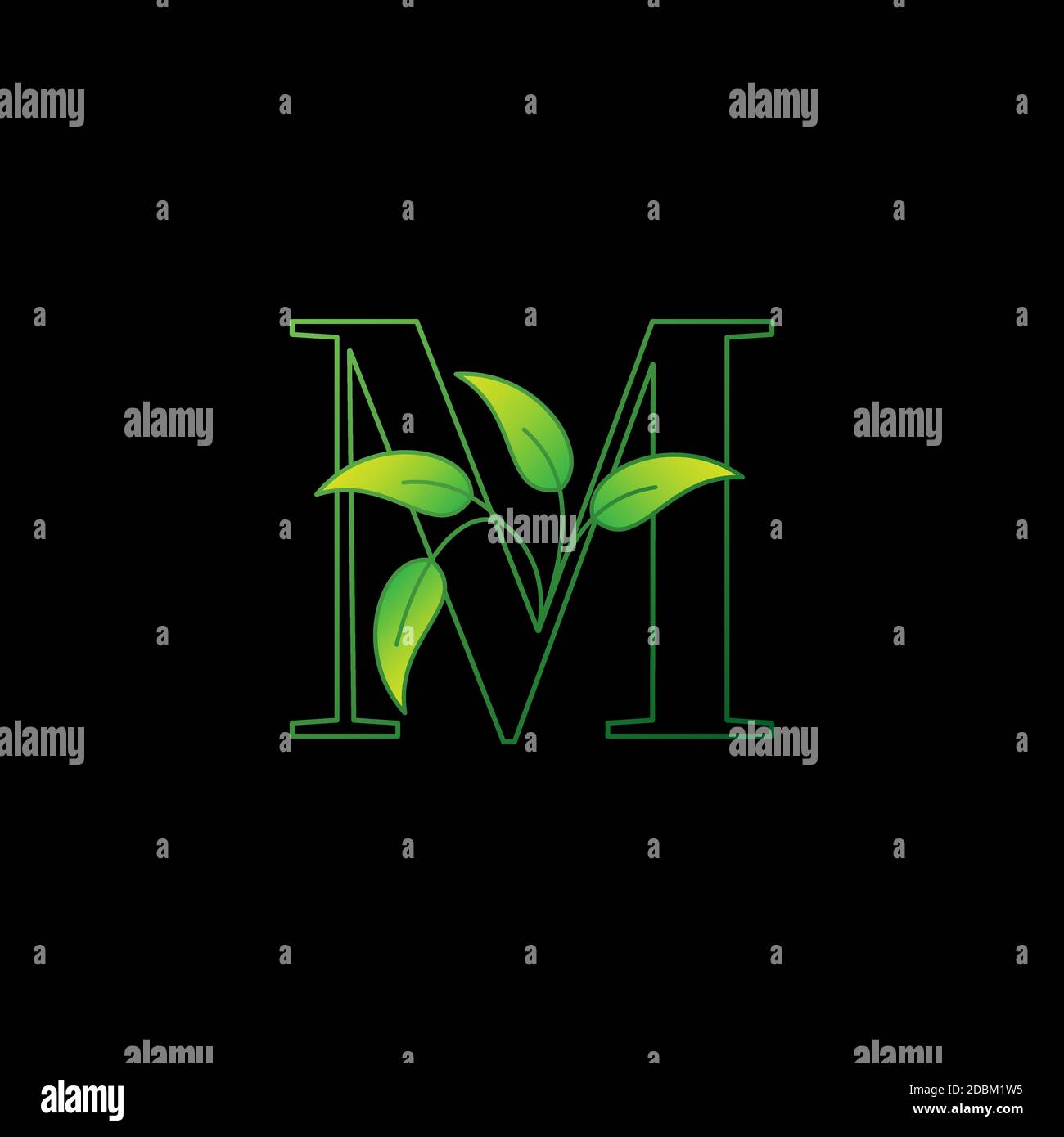Green Nature Leaf Letter M Initial Logo Icon Concept Monogram leaves ...