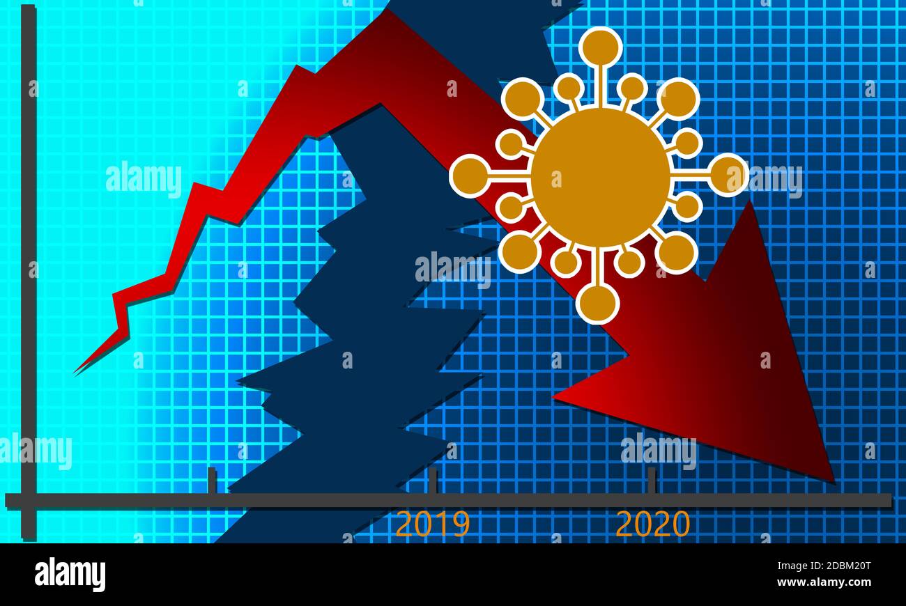 Stock market crash, downturndue to Covid19, 3d rendering Stock Photo