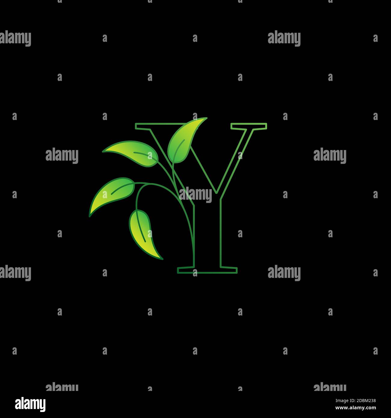 Green Nature Leaf Letter Y Initial Logo Icon Concept Monogram leaves ...