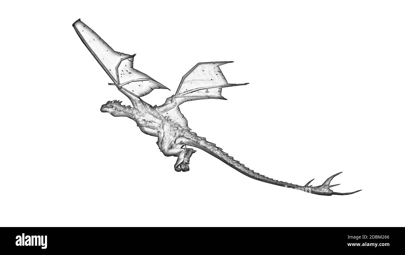 Pencil drawing Dragon isolated on white background Stock Photo Alamy
