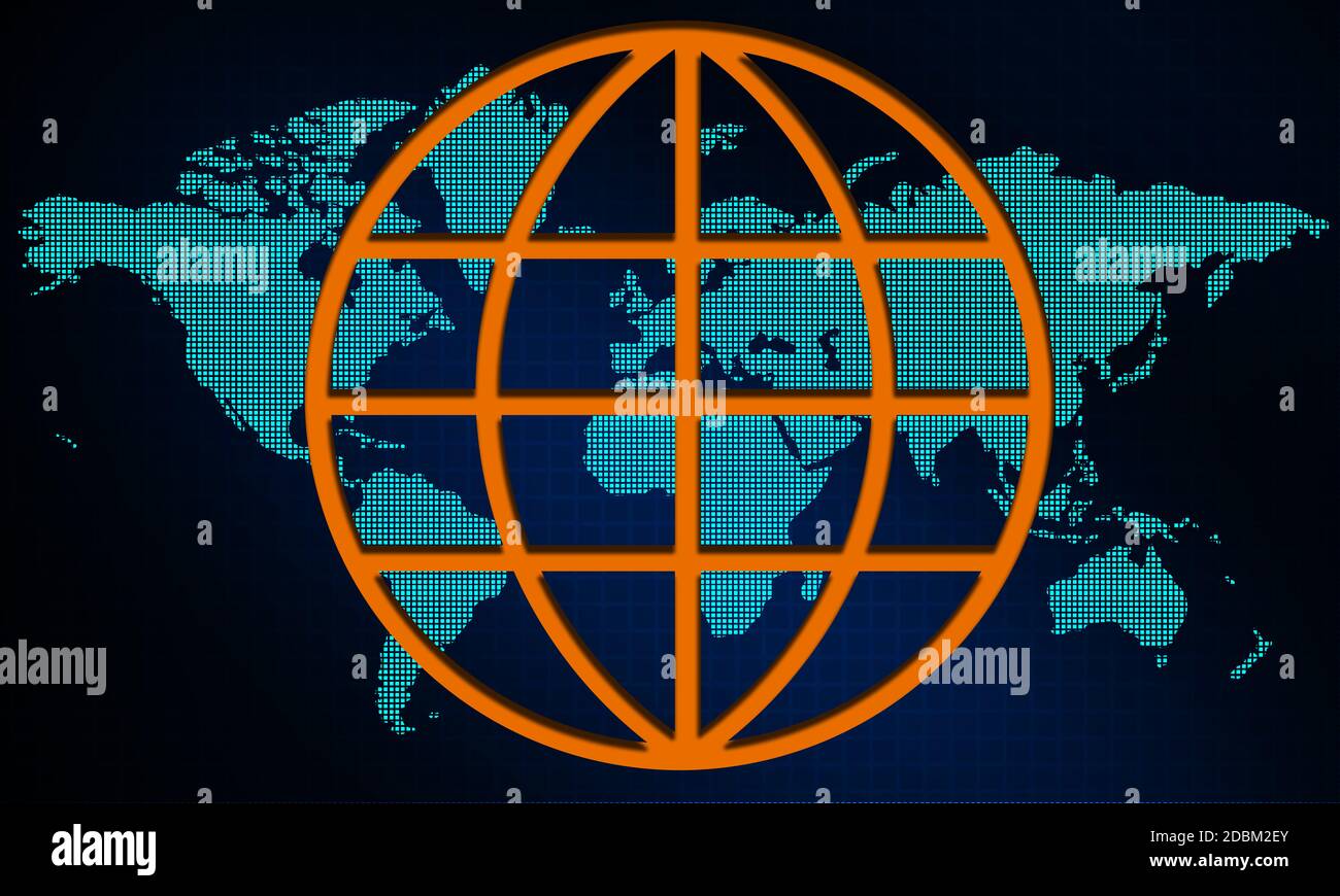 World map and line composition concept of globe. 3D rendering Stock Photo