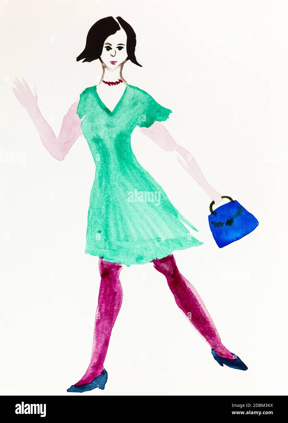 slim fit dress slacks Annie Dhingra in Emerald Bow Tweed Dress – LADYBUG main image 1