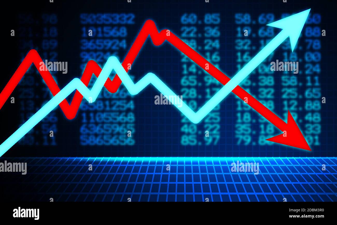 Blue arrow up and red down arrow. 3d rendering Stock Photo - Alamy