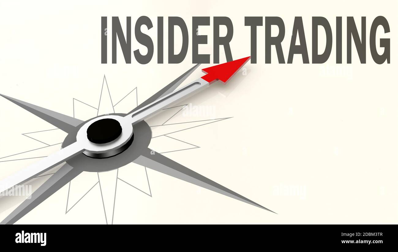 Insider trading word on compass with red arrow, 3D rendering Stock Photo