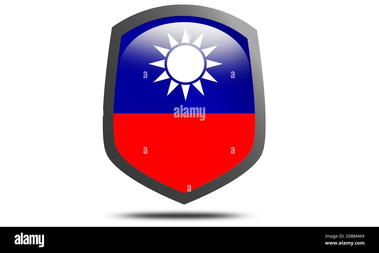 Taiwan country flag shield icon, 3d rendering Stock Photo