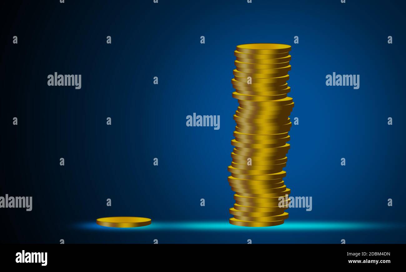 Wealth inequality concept with coins stack, 3d rendering Stock Photo