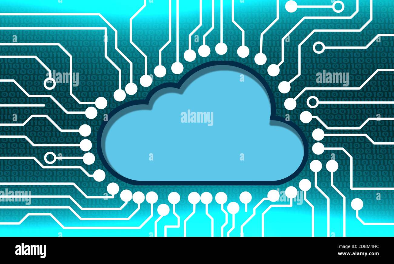 Data transfer to cloud technology concept, 3d rendering Stock Photo