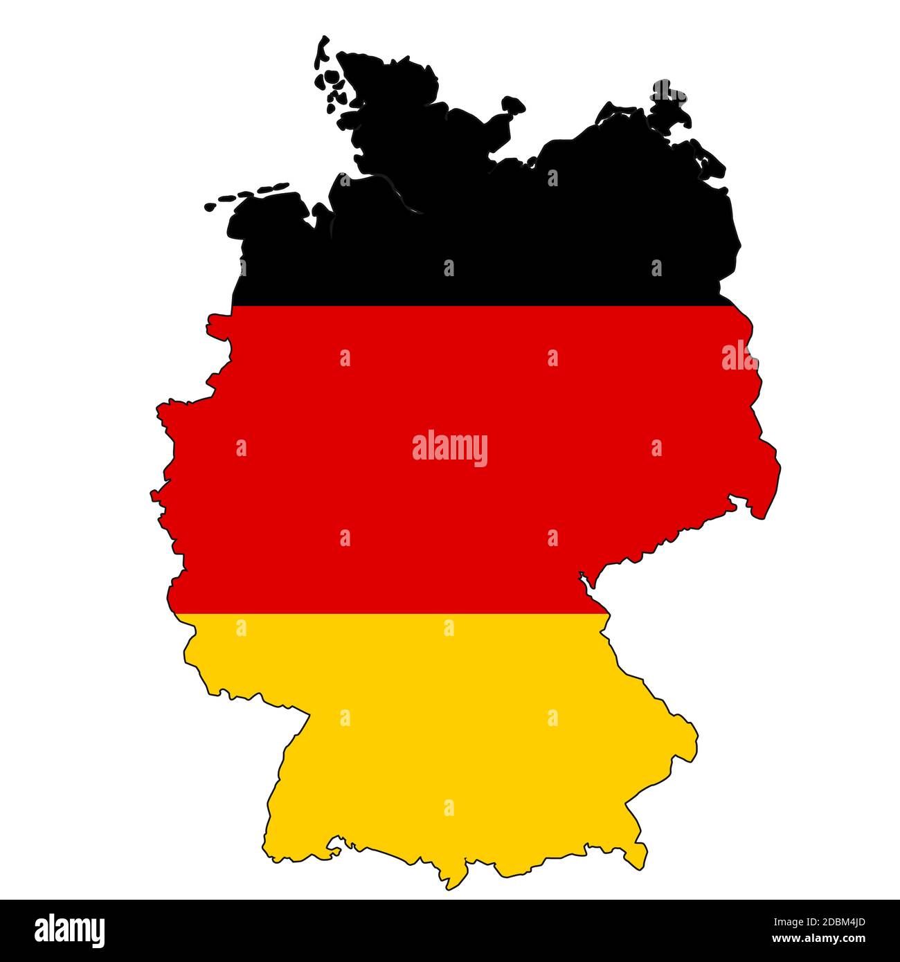Germany map with color of their flag, 3d rendering Stock Photo