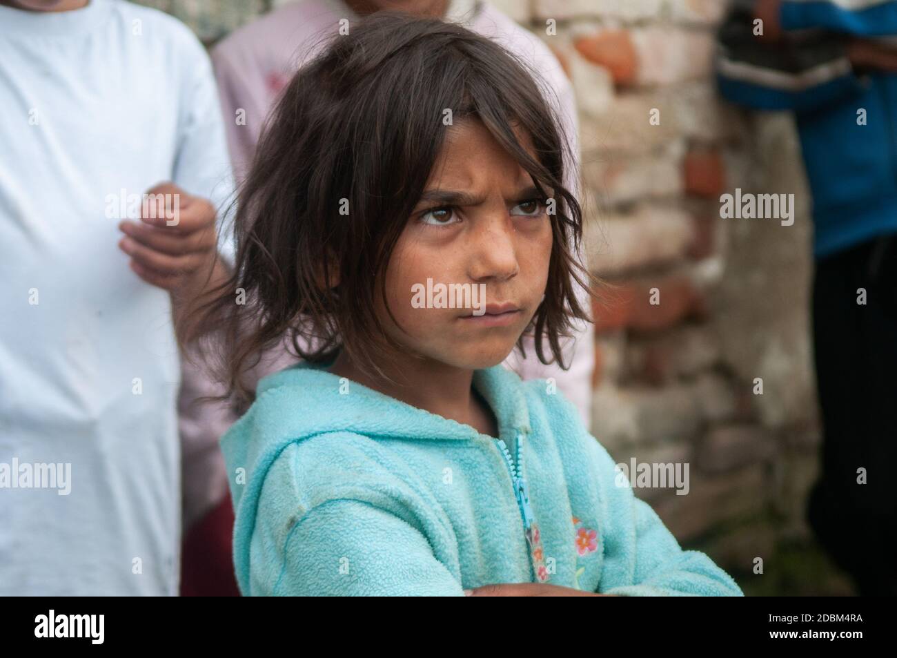 5/16/2018. Lomnicka, Slovakia. Roma community in the heart of Slovakia, living in horrible conditions. Portrait of child. Stock Photo