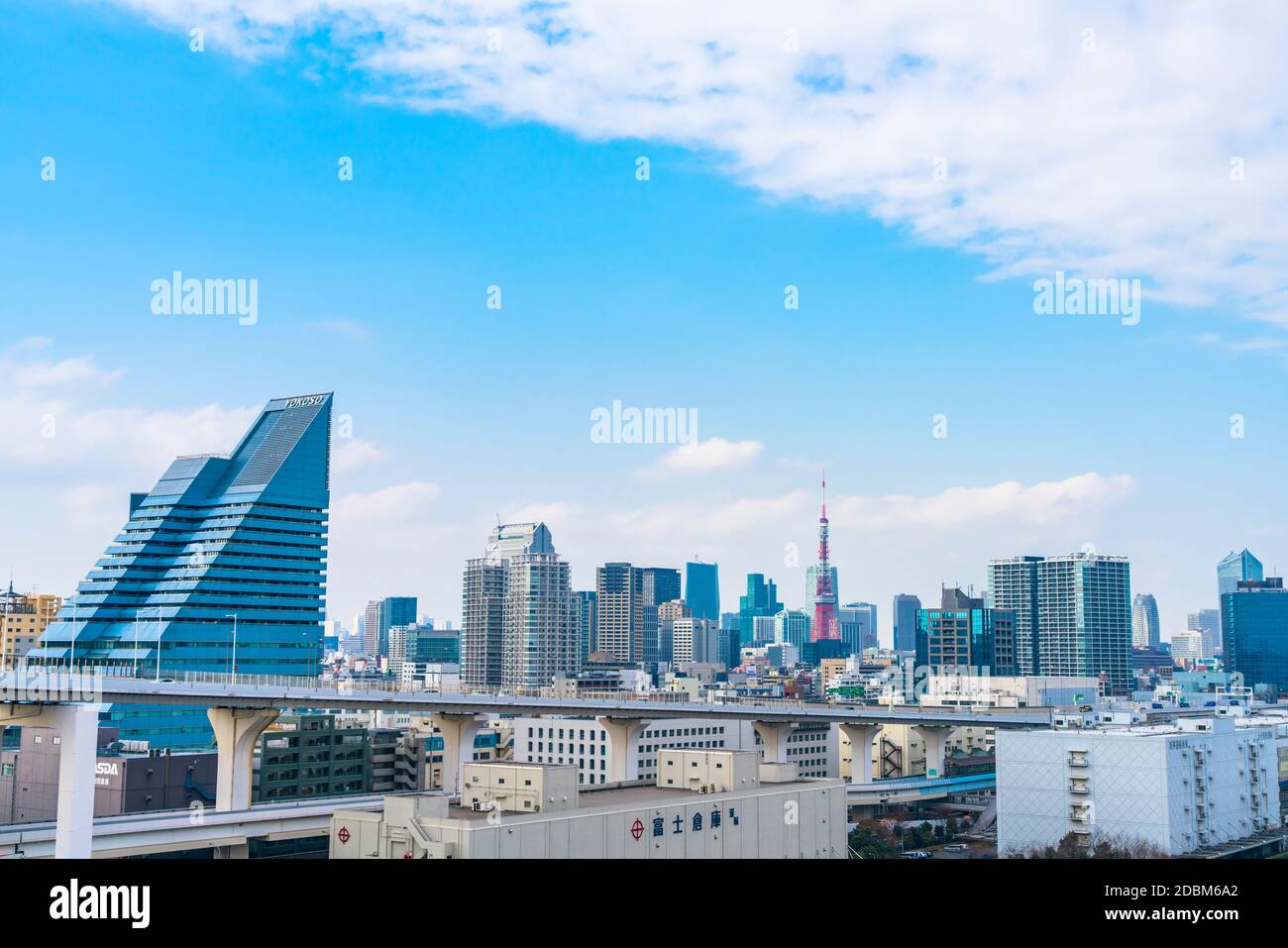 Row of high-rise building stands along the Tokyo Bay Stock Photo