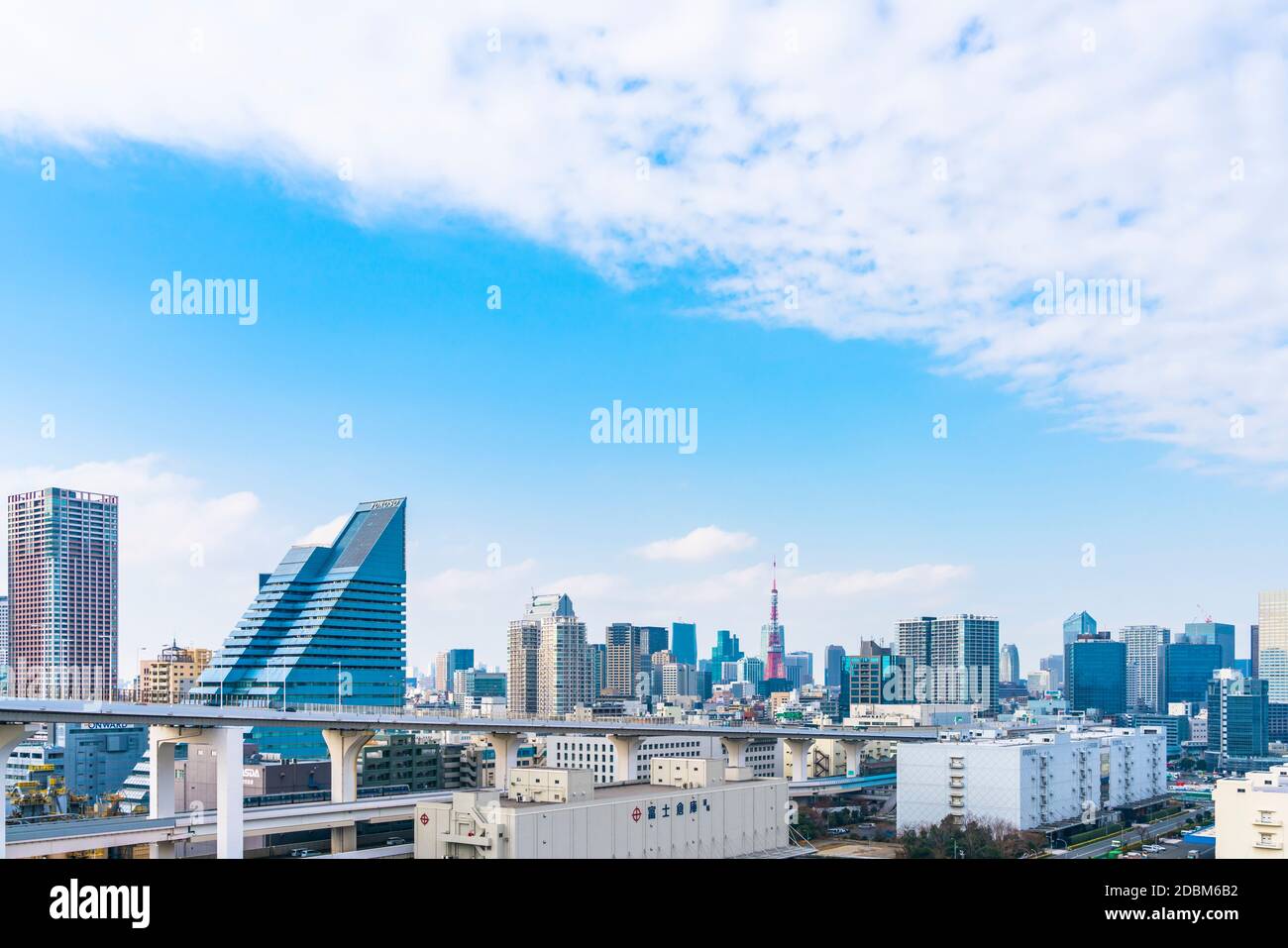 Row of high-rise building stands along the Tokyo Bay Stock Photo