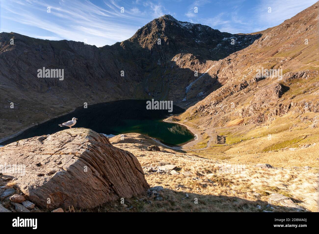 Snowdon mountain and Glaslyn, Snowdonia, North Wales Stock Photo