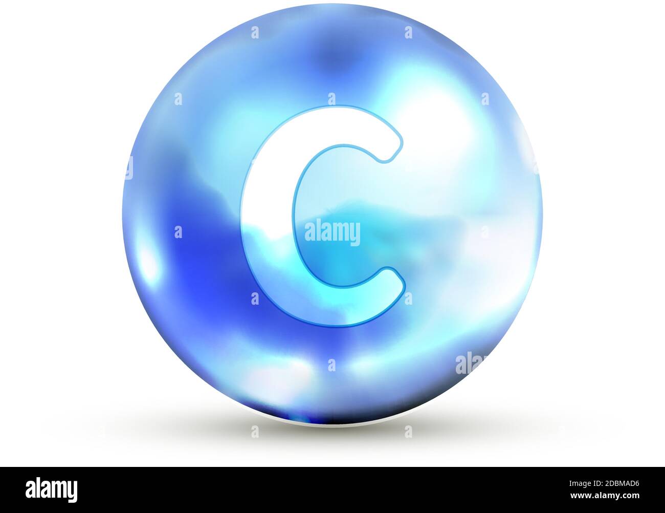Bright glossy vitamin C icon on white Stock Vector