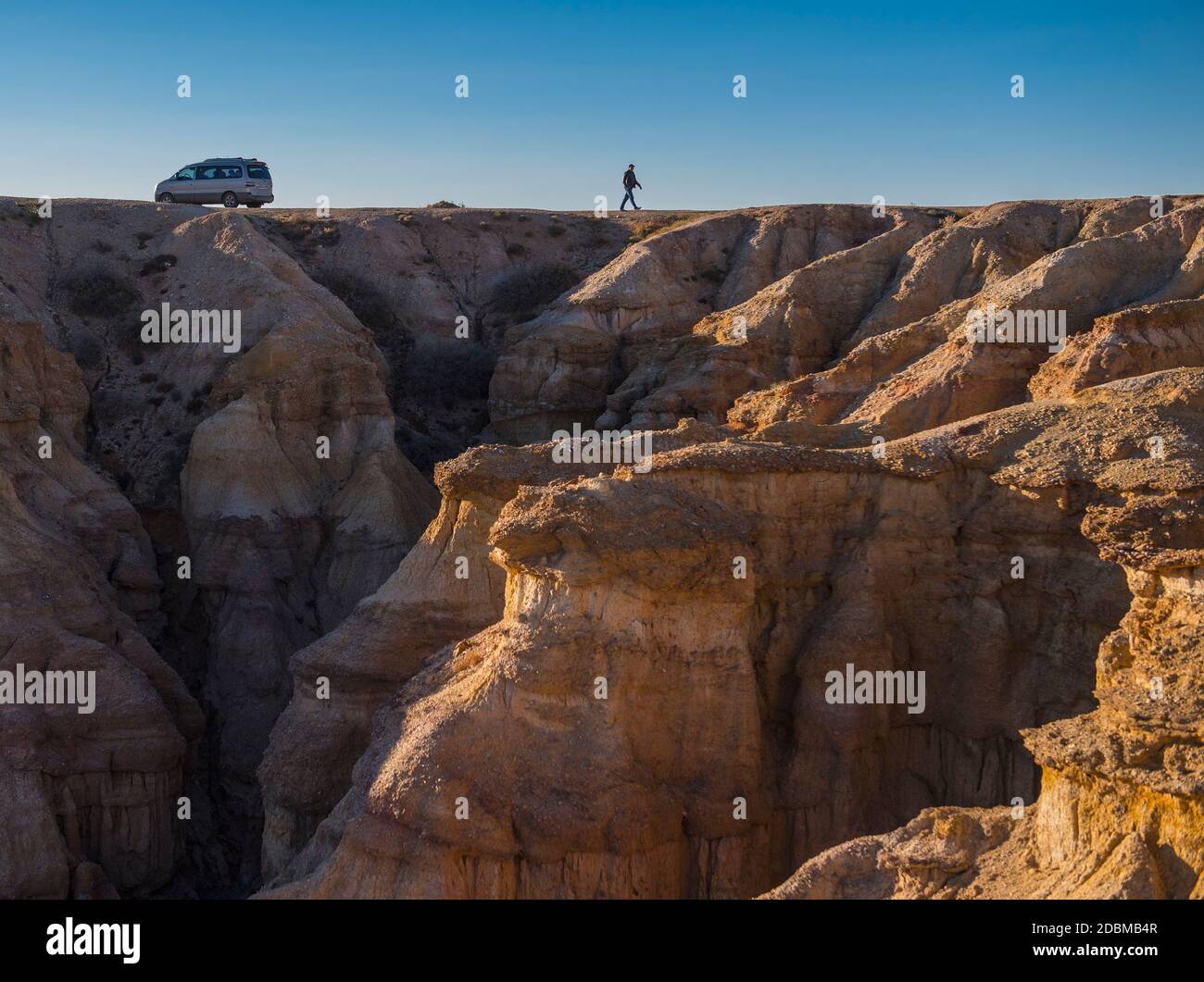 Flaming Cliffs of Gobi Desert, Mongolia Stock Photo