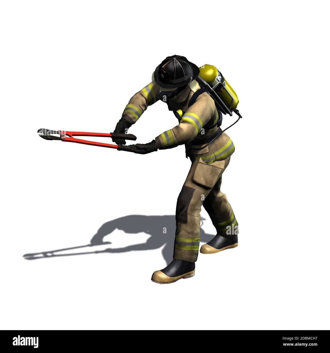 Fireman cut with pincers - isolated on white background Stock Photo - Alamy