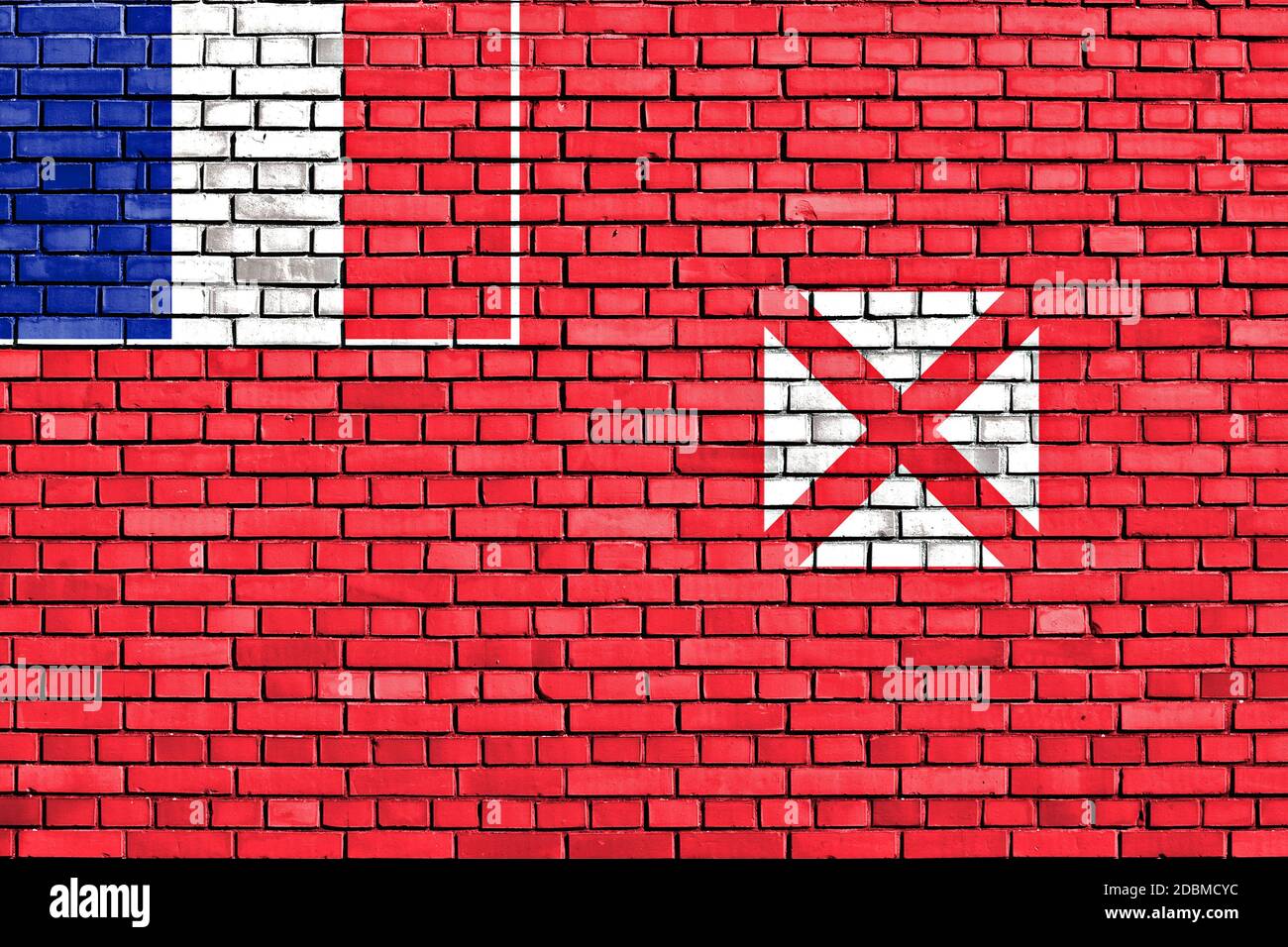 flag of Wallis and Futuna painted on brick wall Stock Photo