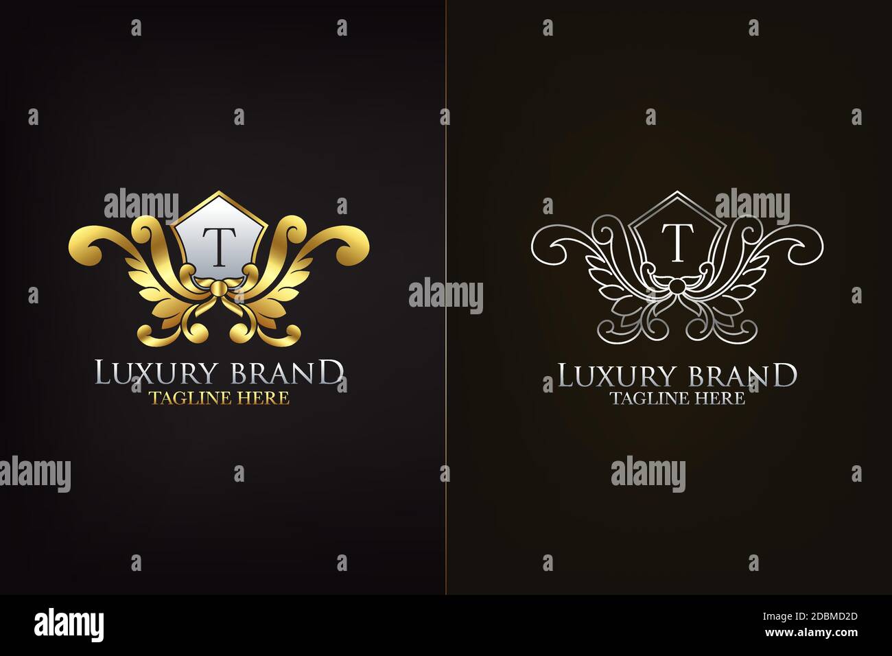 Golden Emblem Letter T Luxury Decoration Initial Logo Icon, Elegance ...