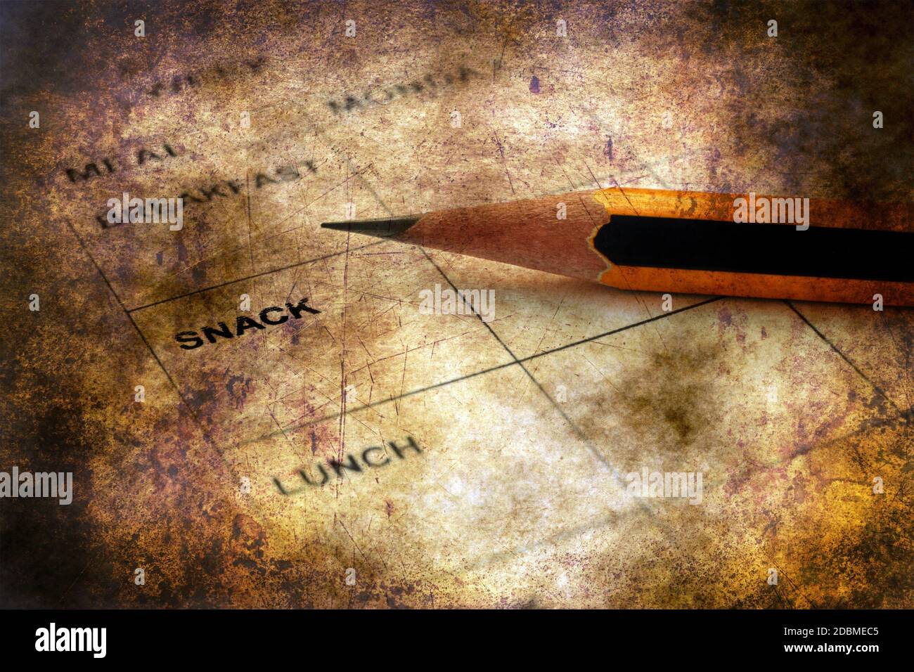 Meal planner grunge concept Stock Photo - Alamy