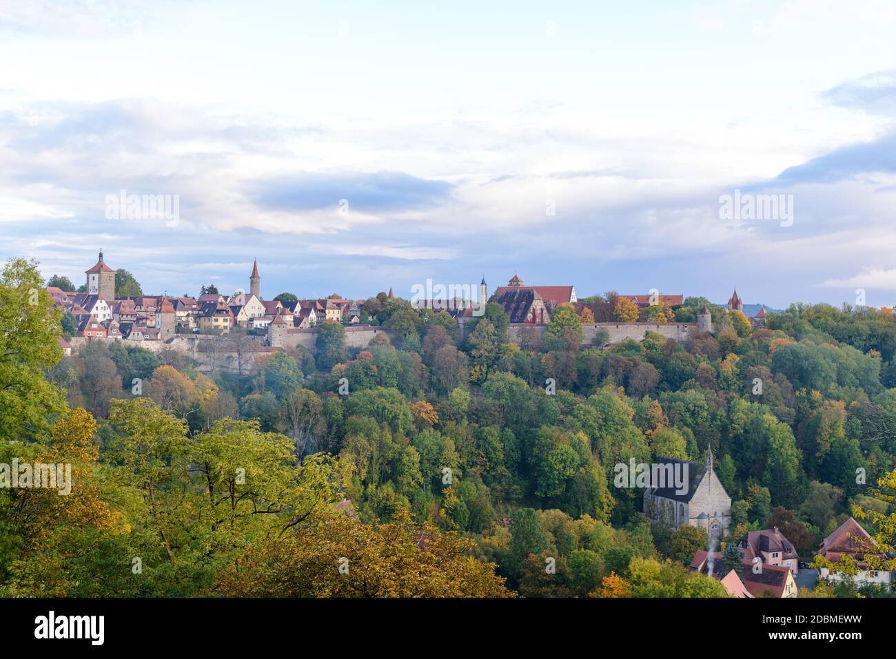 Rothenburg ob der Tauber in autumn with colorful trees. Bavaria, Bayern, Germany Stock Photo