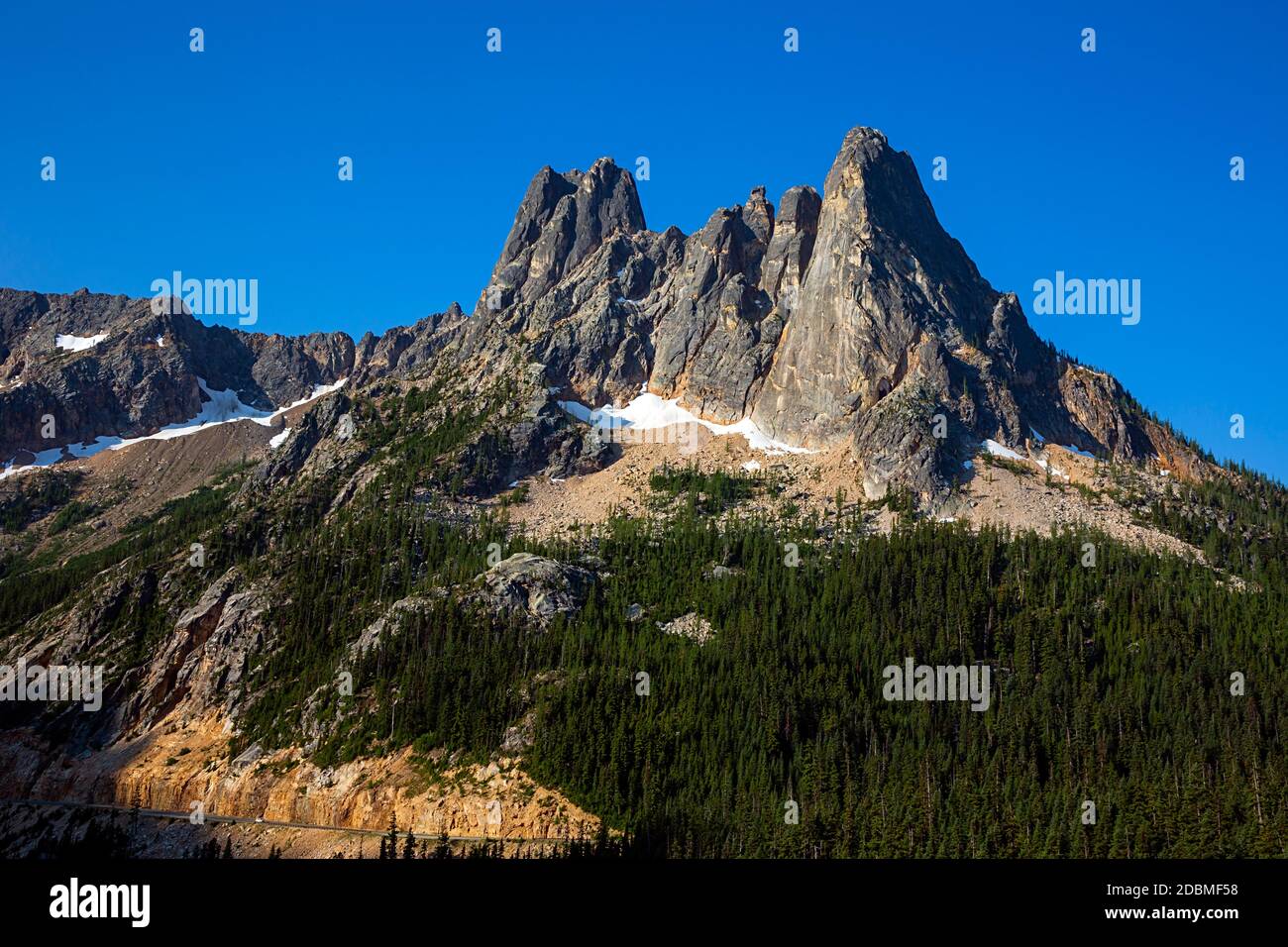 WA18157-00...WASHINGTON - View of Libery Bell and the Early Winters Spires from the Washington Pass Overlook on the North Cascades Scenic Byway. Stock Photo