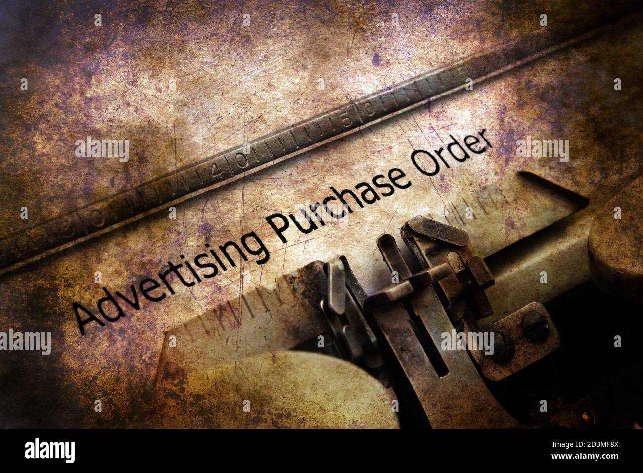 Advertising purchase order on vintage typewriter Stock Photo