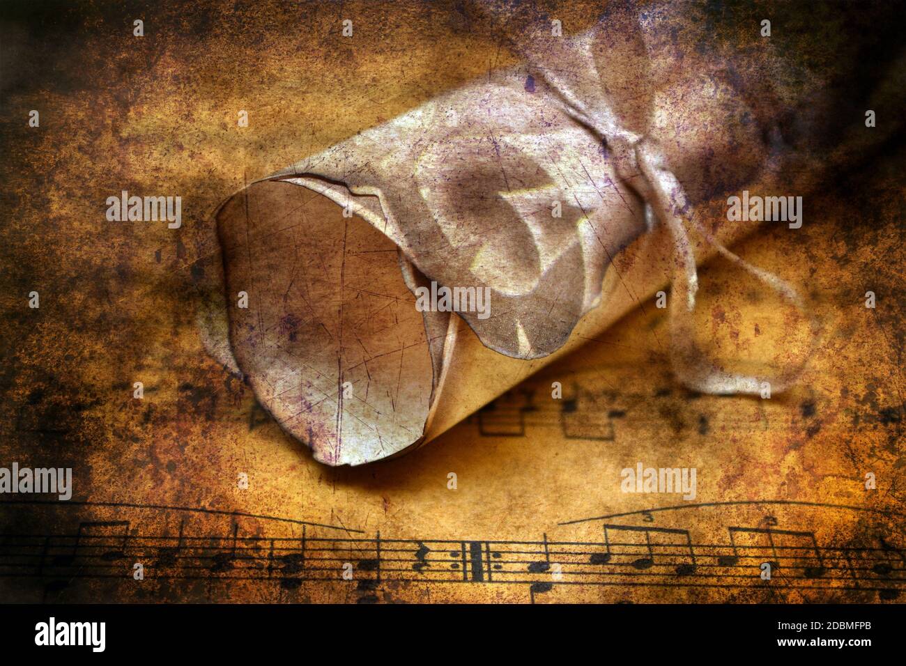 Music sheet and letter Stock Photo