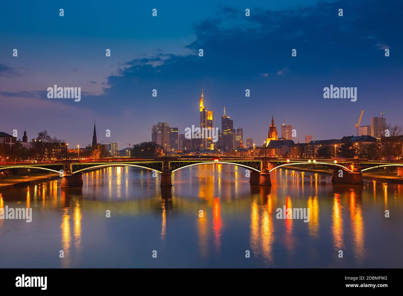 Frankfurt am Main at night, Germany Stock Photo - Alamy