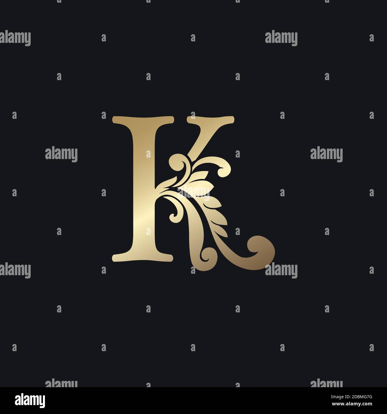 Classy Gold Letter K Luxury Decorative Initial Logo Icon, Elegance ...