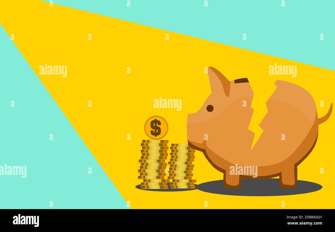 Saving concept with broken piggy bank, 3D rendering Stock Photo - Alamy